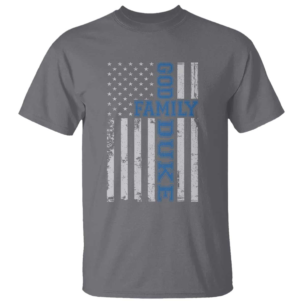 God Family Duke T Shirt Blue Game Day Vintage American Flag
