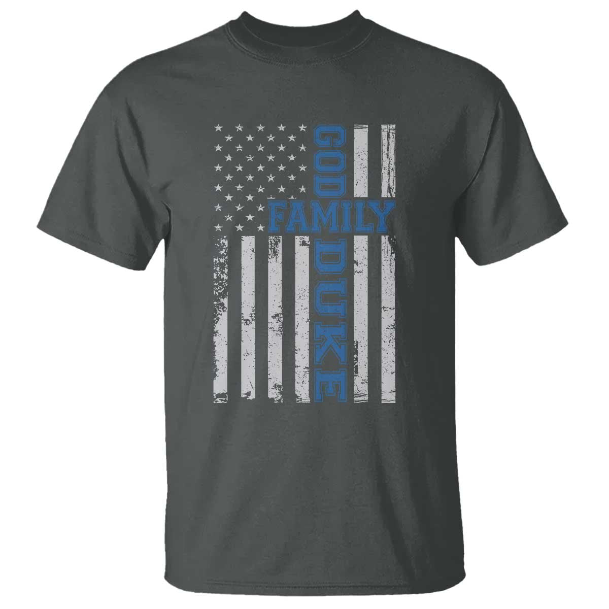 God Family Duke T Shirt Blue Game Day Vintage American Flag