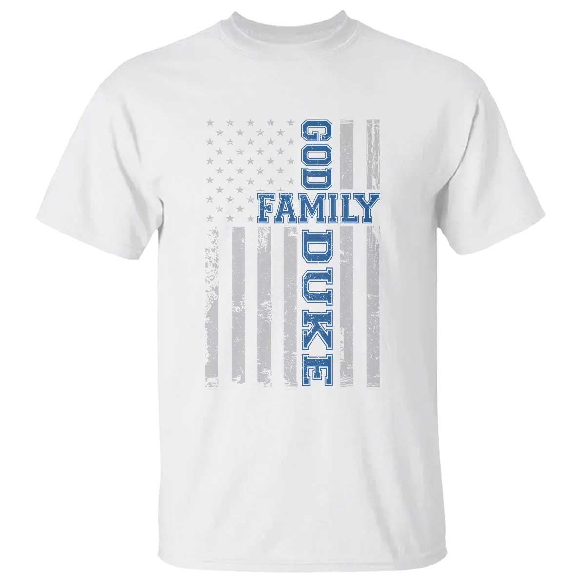 God Family Duke T Shirt Blue Game Day Vintage American Flag