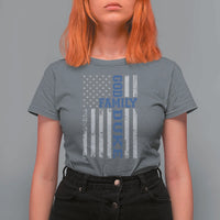 God Family Duke T Shirt For Women Blue Game Day Vintage American Flag