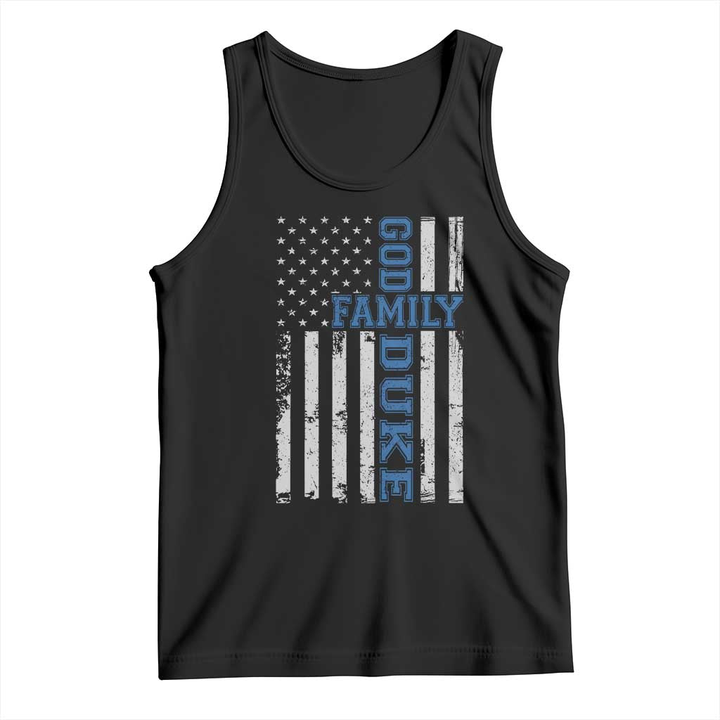 God Family Duke Tank Top Blue Game Day Vintage American Flag