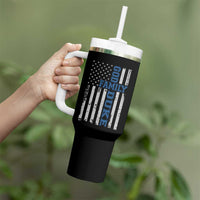 God Family Duke Tumbler With Handle Blue Game Day Vintage American Flag