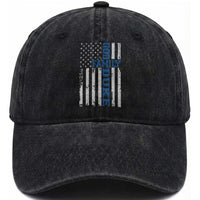 God Family Duke Washed Cotton Baseball Cap Blue Game Day Vintage American Flag
