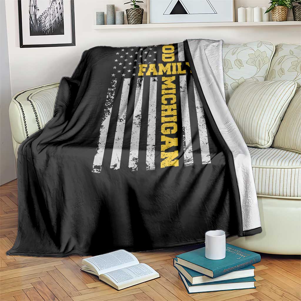 God Family Michigan Throw Blanket Game Day Vintage American Flag