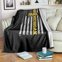 God Family Michigan Throw Blanket Game Day Vintage American Flag