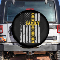 God Family Michigan Spare Tire Cover Game Day Vintage American Flag