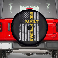 God Family Michigan Spare Tire Cover Game Day Vintage American Flag