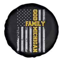 God Family Michigan Spare Tire Cover Game Day Vintage American Flag