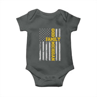 God Family Michigan Baby Onesie Game Day Vintage American Flag