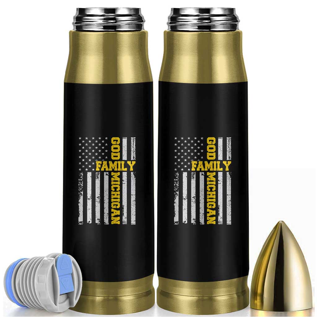 God Family Michigan Bullet Tumbler Game Day Vintage American Flag