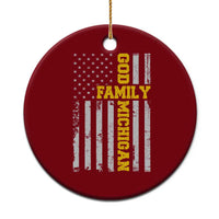 God Family Michigan Ceramic Ornament Game Day Vintage American Flag