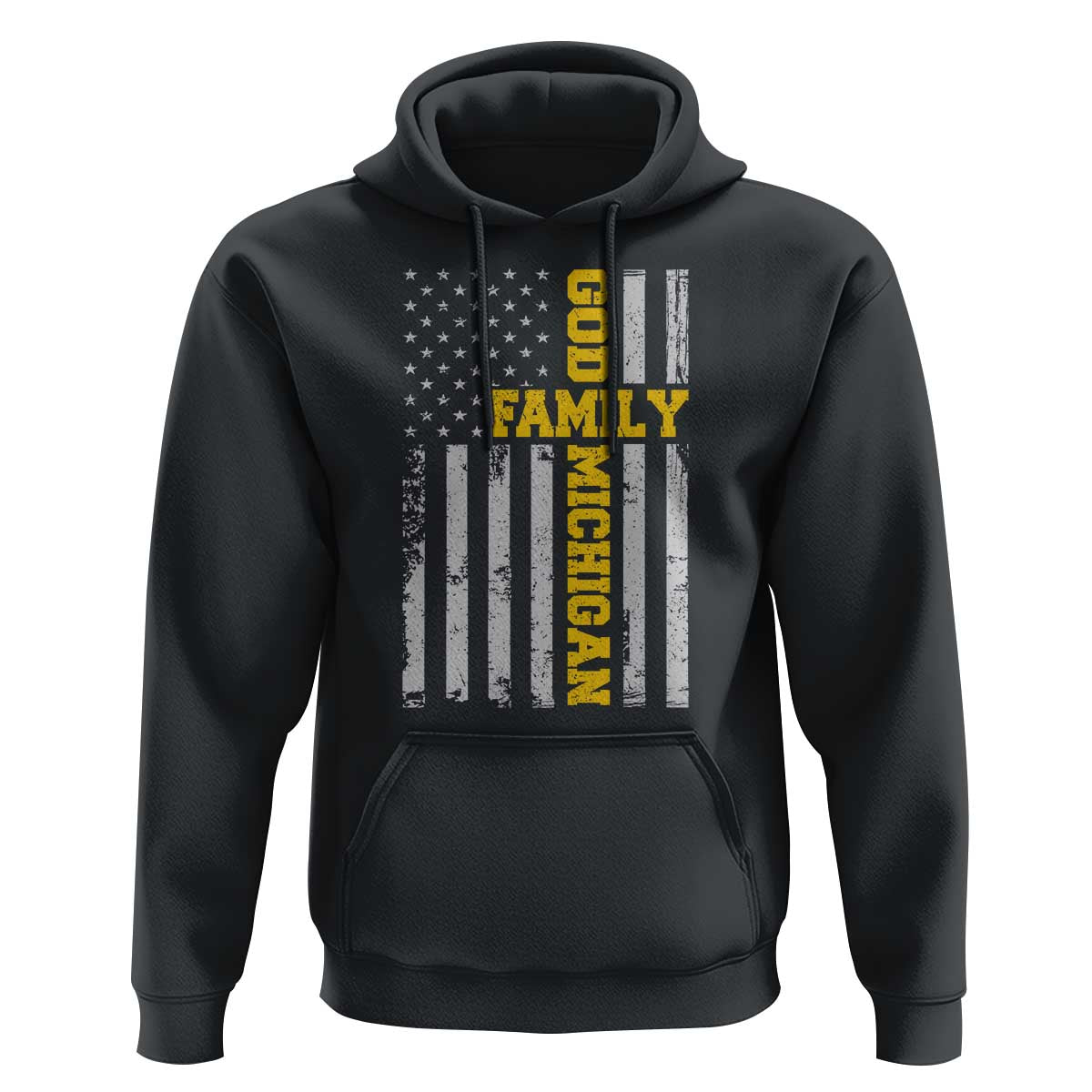 God Family Michigan Hoodie Game Day Vintage American Flag