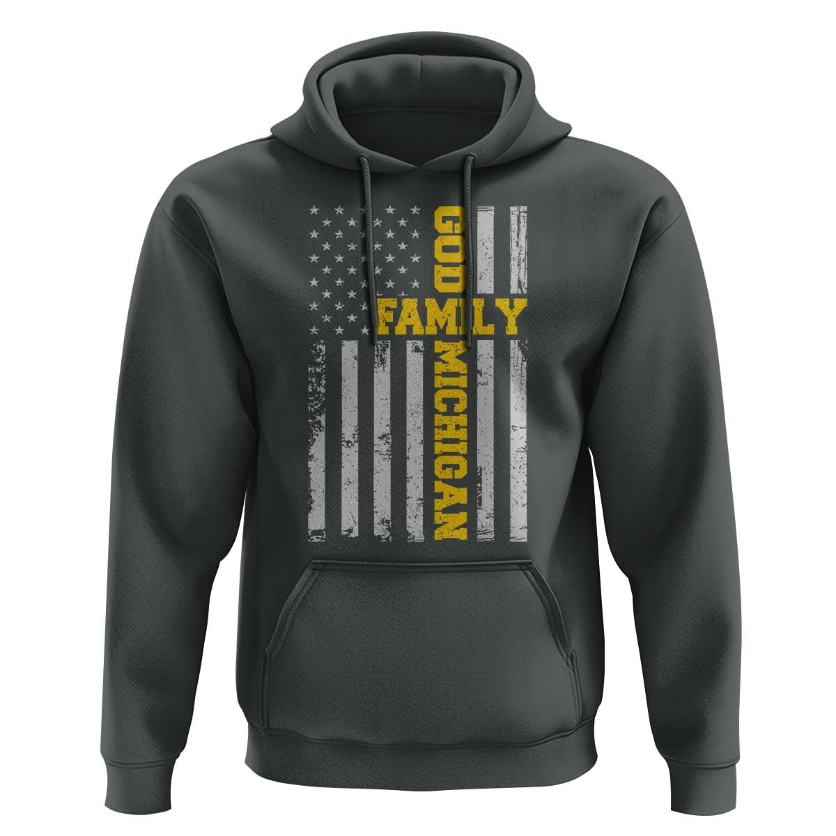 God Family Michigan Hoodie Game Day Vintage American Flag