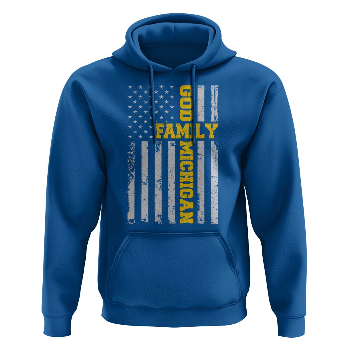 God Family Michigan Hoodie Game Day Vintage American Flag