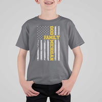 God Family Michigan T Shirt For Kid Game Day Vintage American Flag