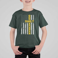 God Family Michigan T Shirt For Kid Game Day Vintage American Flag