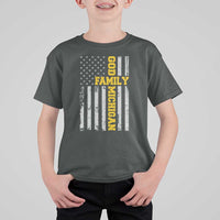 God Family Michigan T Shirt For Kid Game Day Vintage American Flag