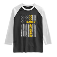 God Family Michigan Raglan Shirt Game Day Vintage American Flag