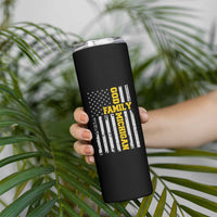 God Family Michigan Skinny Tumbler Game Day Vintage American Flag