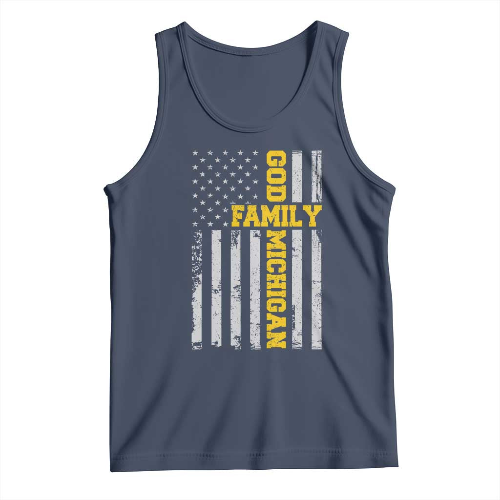 God Family Michigan Tank Top Game Day Vintage American Flag