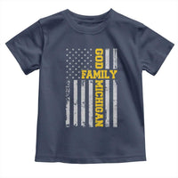 God Family Michigan Toddler T Shirt Game Day Vintage American Flag