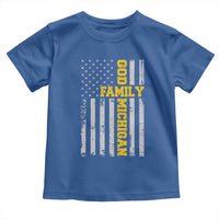 God Family Michigan Toddler T Shirt Game Day Vintage American Flag