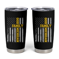 God Family Michigan Tumbler Cup Game Day Vintage American Flag