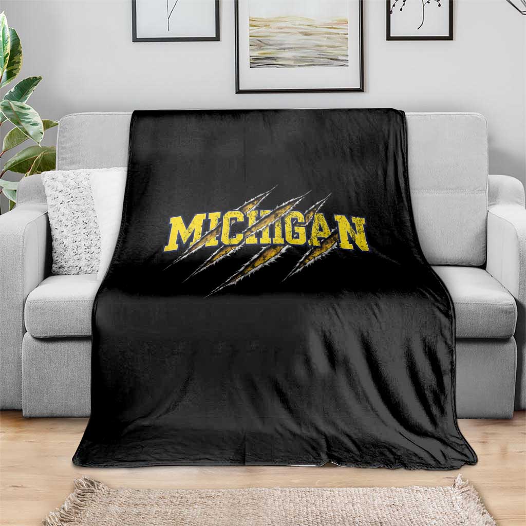 Michigan Fan Throw Blanket MI State Sports Game Day Scratch Mark