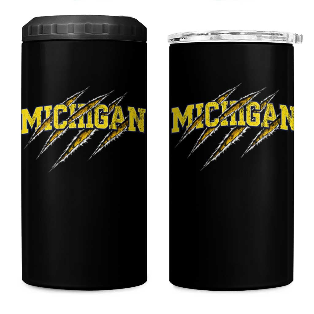 Michigan Fan 4 in 1 Can Cooler Tumbler MI State Sports Game Day Scratch Mark