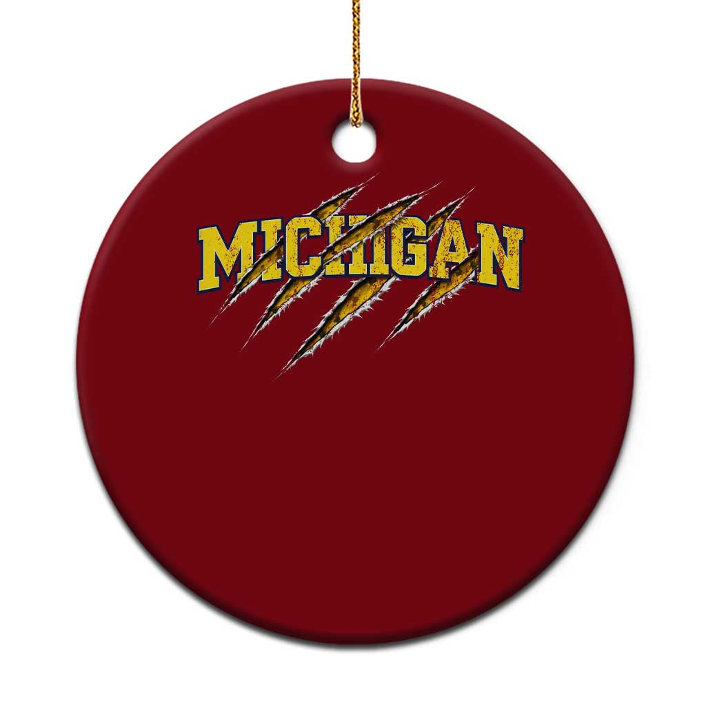 Michigan Fan Ceramic Ornament MI State Sports Game Day Scratch Mark
