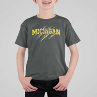 Michigan Fan T Shirt For Kid MI State Sports Game Day Scratch Mark