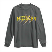 Michigan Fan Long Sleeve Shirt MI State Sports Game Day Scratch Mark