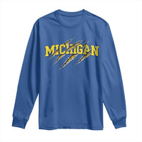 Michigan Fan Long Sleeve Shirt MI State Sports Game Day Scratch Mark