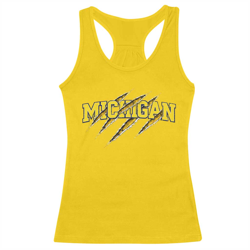 Michigan Fan Racerback Tank Top MI State Sports Game Day Scratch Mark