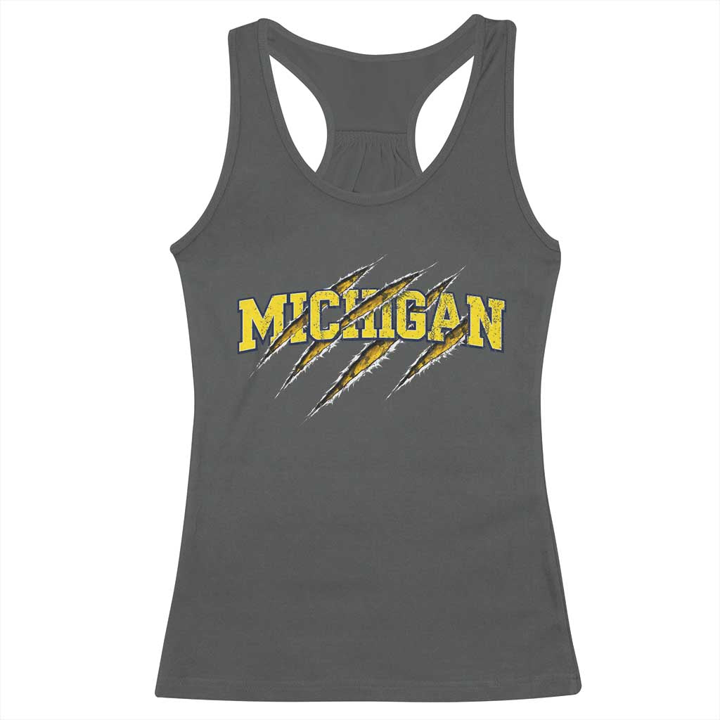 Michigan Fan Racerback Tank Top MI State Sports Game Day Scratch Mark