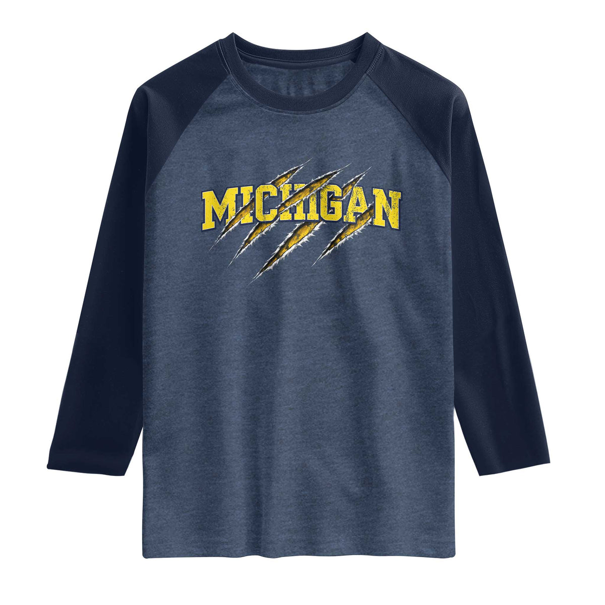 Michigan Fan Raglan Shirt MI State Sports Game Day Scratch Mark