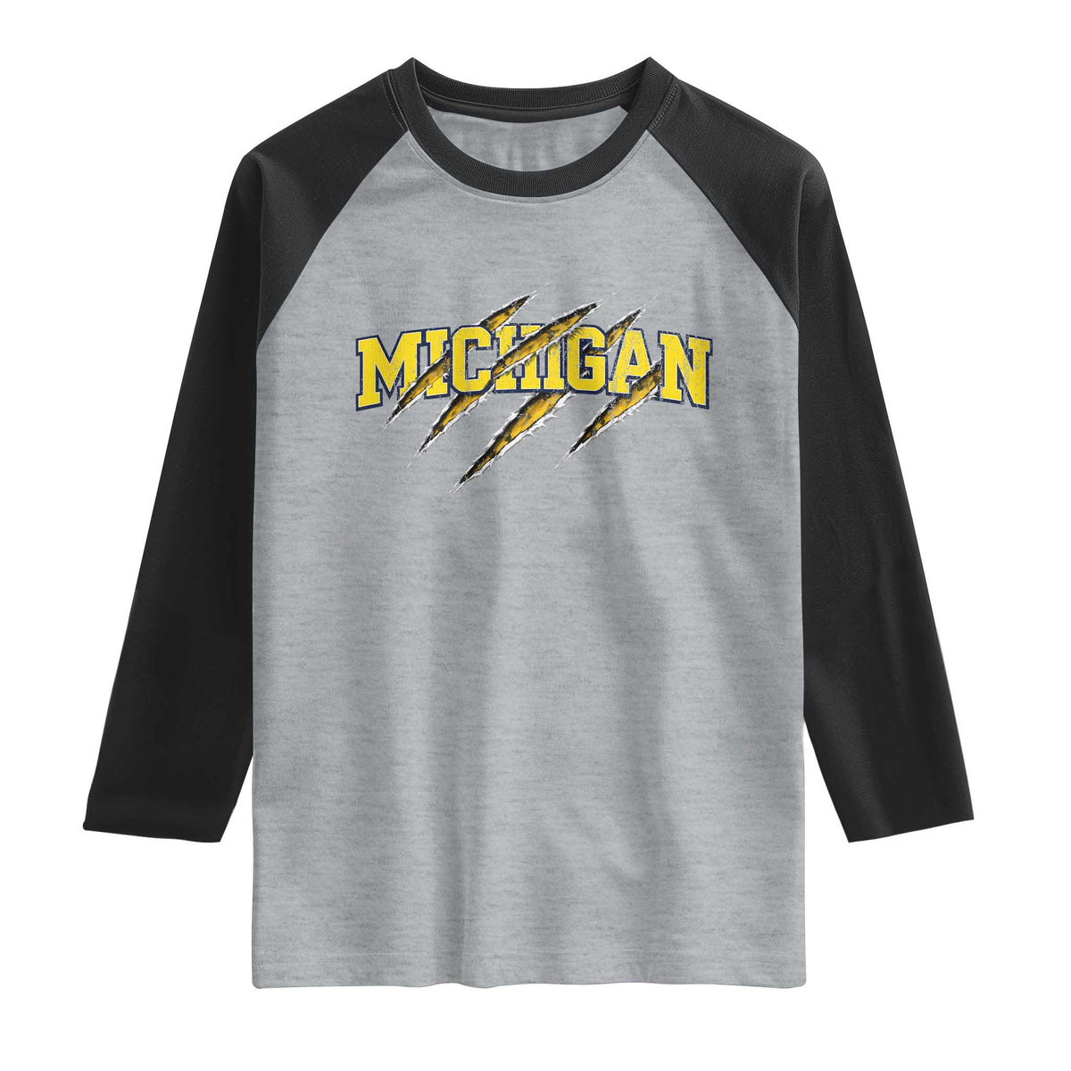 Michigan Fan Raglan Shirt MI State Sports Game Day Scratch Mark