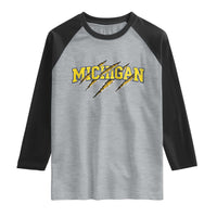 Michigan Fan Raglan Shirt MI State Sports Game Day Scratch Mark