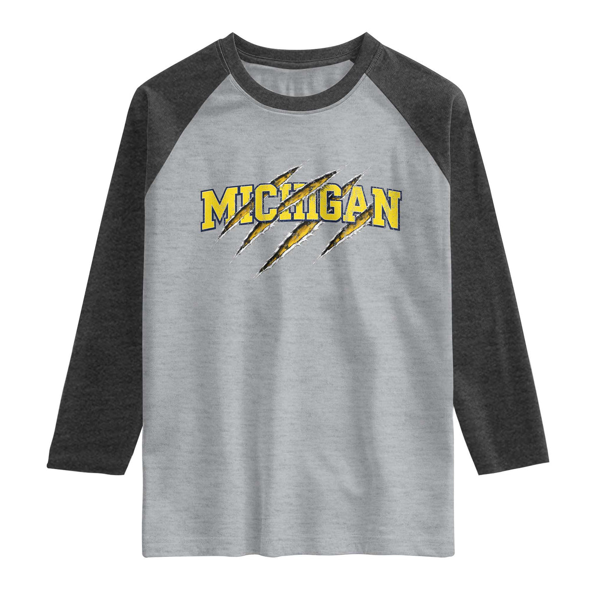 Michigan Fan Raglan Shirt MI State Sports Game Day Scratch Mark