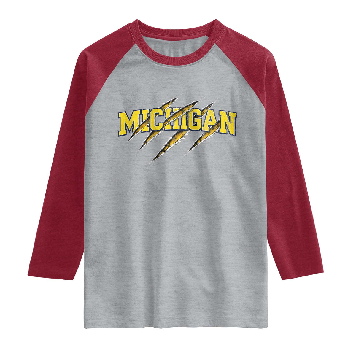 Michigan Fan Raglan Shirt MI State Sports Game Day Scratch Mark