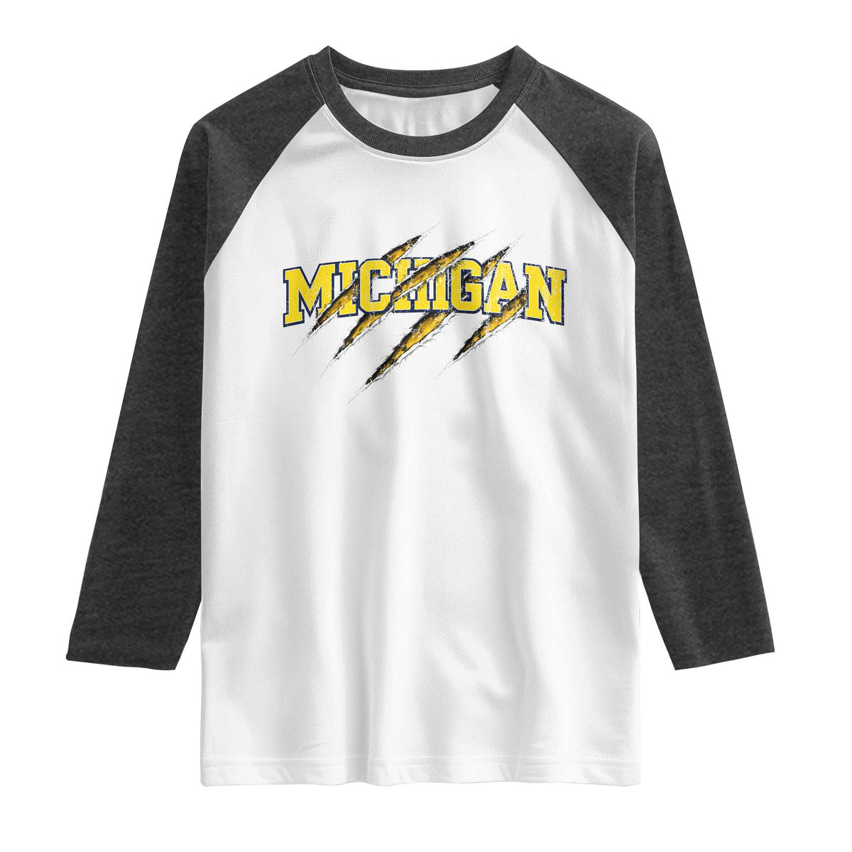 Michigan Fan Raglan Shirt MI State Sports Game Day Scratch Mark