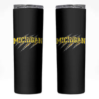 Michigan Fan Skinny Tumbler MI State Sports Game Day Scratch Mark