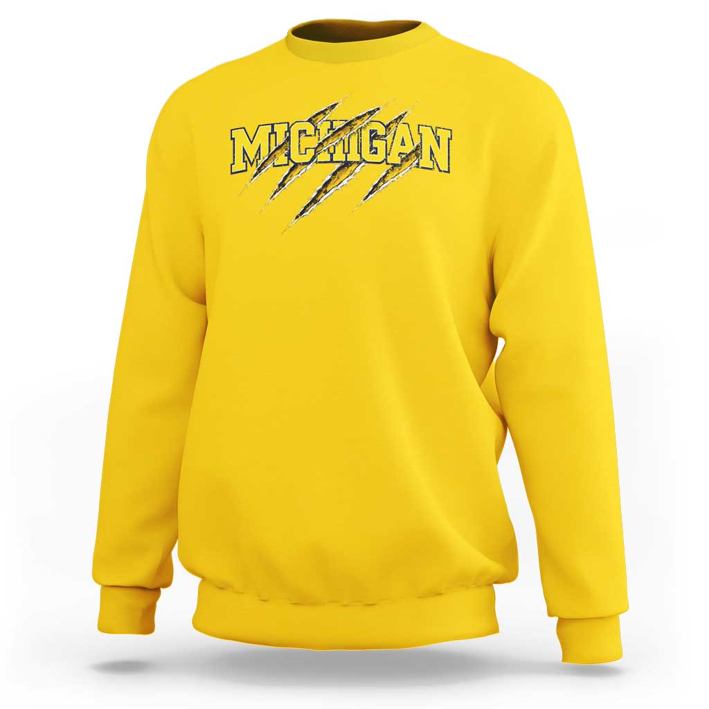 Michigan Fan Sweatshirt MI State Sports Game Day Scratch Mark