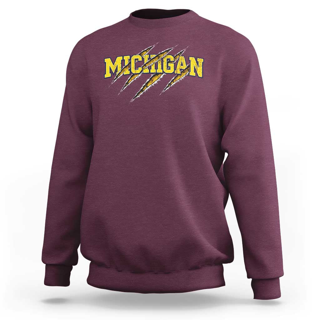 Michigan Fan Sweatshirt MI State Sports Game Day Scratch Mark