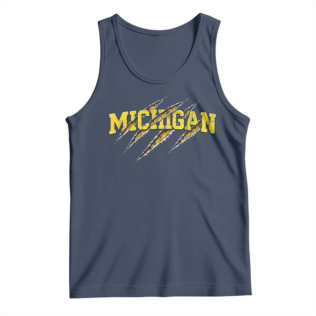Michigan Fan Tank Top MI State Sports Game Day Scratch Mark