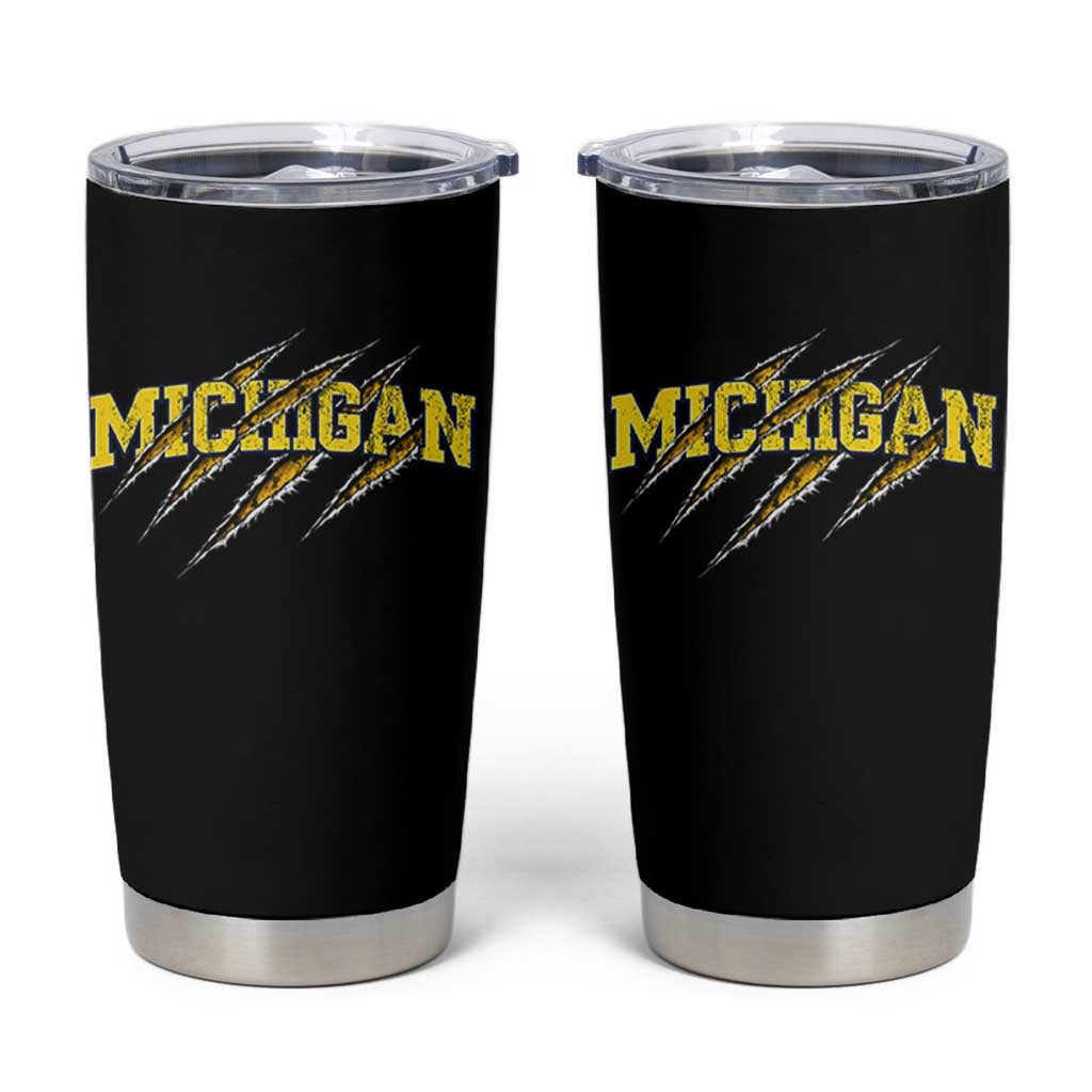 Michigan Fan Tumbler Cup MI State Sports Game Day Scratch Mark