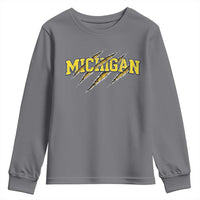 Michigan Fan Youth Sweatshirt MI State Sports Game Day Scratch Mark