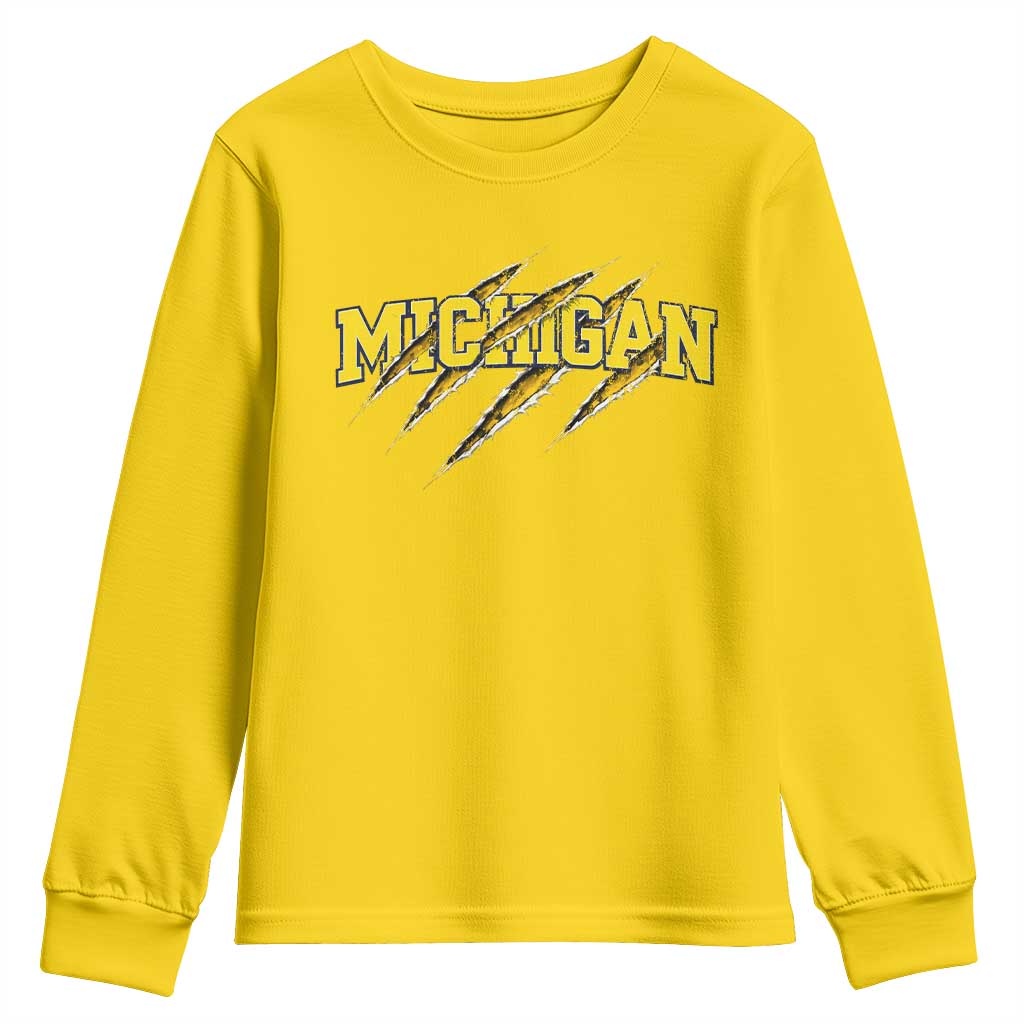 Michigan Fan Youth Sweatshirt MI State Sports Game Day Scratch Mark