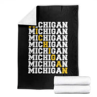 Michigan Fan Throw Blanket Yellow Bold Athletic Sport State Letters Game Day