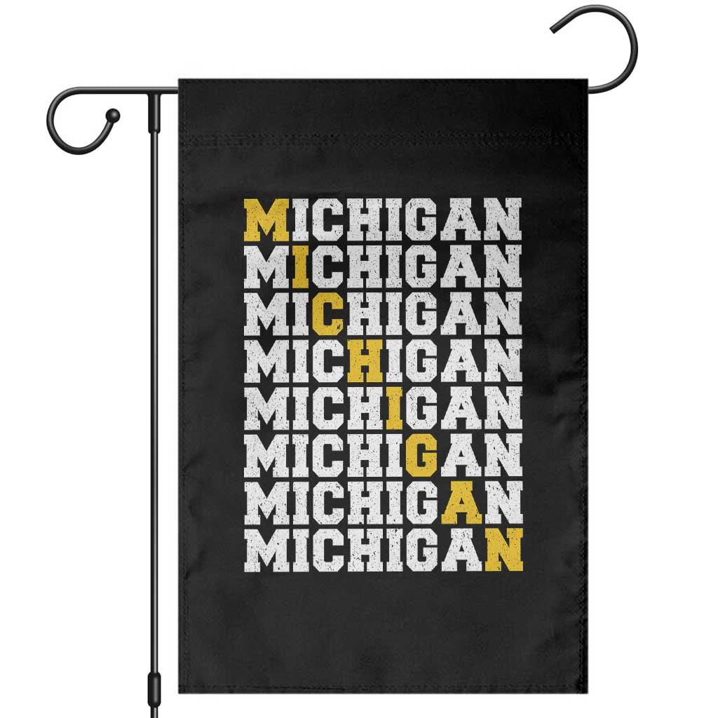 Michigan Fan Garden Flag Yellow Bold Athletic Sport State Letters Game Day